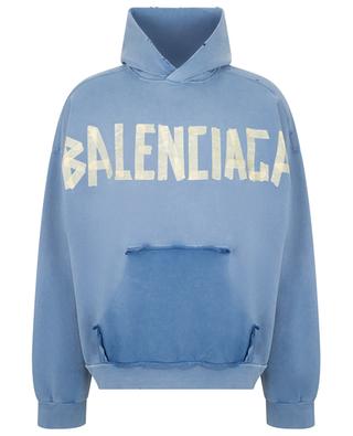 Ripped Pocket Tape Type Fit Large distressed hooded sweatshirt BALENCIAGA