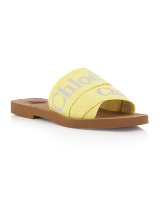 Woody embroidered linen flat slides CHLOE