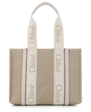 Woody Medium linen canvas tote bag CHLOE