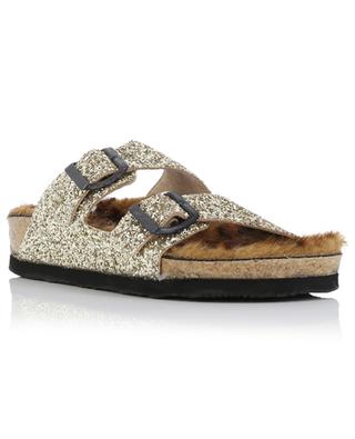 Glitter faux fur lined flat sandals ANNIEL