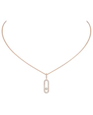 Move Uno GM Pavé pink gold and diamond necklace MESSIKA