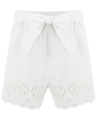 S-Wave openwork embroidered cotton and linen shorts STELLA MCCARTNEY