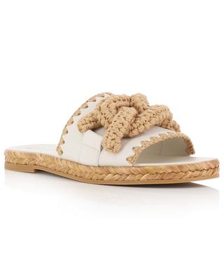 Kate flat leather and raffia slides TOD'S
