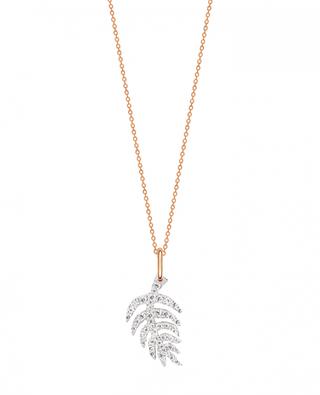 Mini Diamond Palms pink gold necklace GINETTE NY