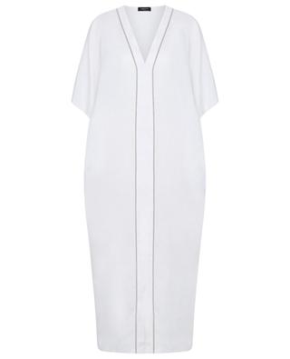 TERRA midi-length linen tunic dress with V-neck FABIANA FILIPPI