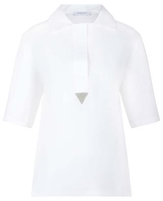 Beaded bi-material short-sleeved polo shirt FABIANA FILIPPI