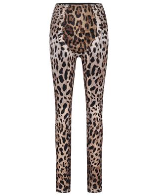 KIM DOLCE & GABBANA leopard printed flared marquisette leggings DOLCE & GABBANA