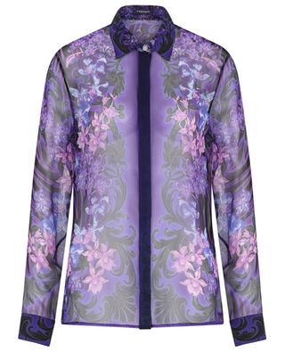Orchid Barocco silk chiffon printed shirt VERSACE