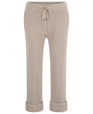 Sequin adorned rib knit jogging trousers BRUNELLO CUCINELLI