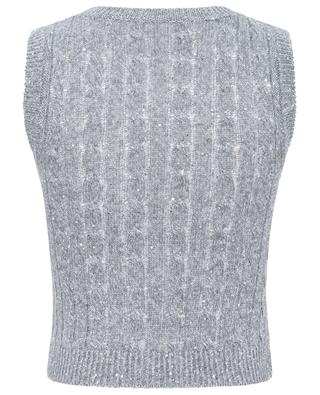 Diamond linen cable-knit sleeveless jumper BRUNELLO CUCINELLI