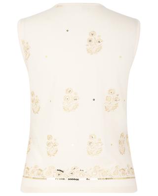 Flower embroidered cashmere and silk sleeveless jumper GIAMBATTISTA VALLI
