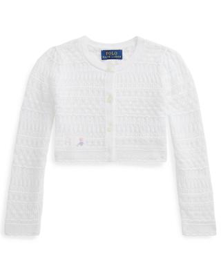 Pointelle Knit cropped openwork girl's cardigan POLO RALPH LAUREN