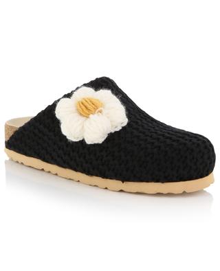 Daisy embroidered knit clogs in cotton and wool AMROSE