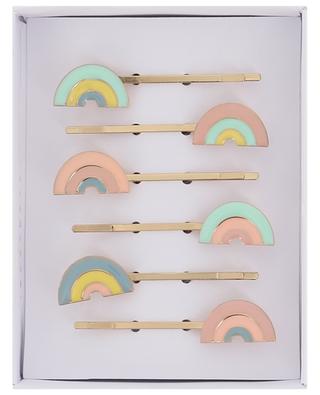 Rainbow pack of 6 girl's hair clips MERI MERI