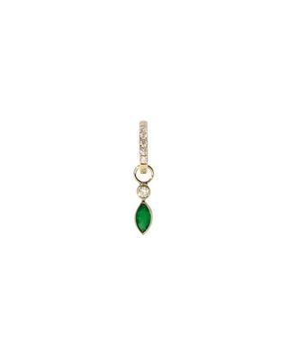 Lucky Feather gold and emerald single hoop earring AVINAS