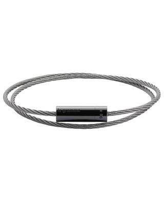 Câble Double Tour Le 7 g double cable bracelet in polished silver and ceramic LE GRAMME