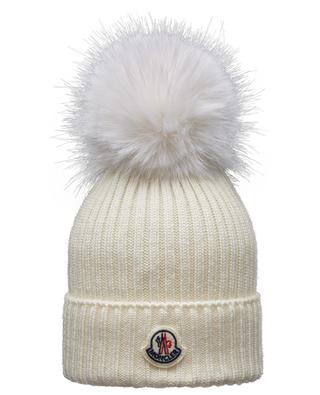Girl's knit beanie with fluffy pompom MONCLER
