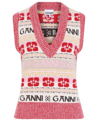 Butterfly Logo sleeveless jacquard knit jumper GANNI