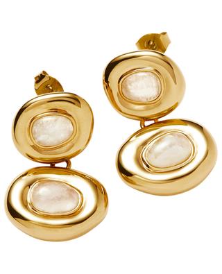 Boucles d'oreilles pendantes dorées avec pierre de lune Molten Doughnut Double MISSOMA