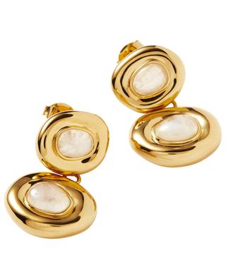 Boucles d'oreilles pendantes dorées avec pierre de lune Molten Doughnut Double MISSOMA