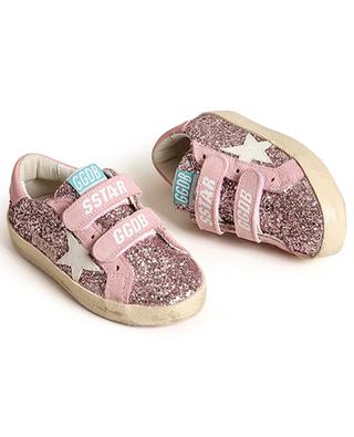 Old School baby glitter sneakers with Velcro straps GOLDEN GOOSE