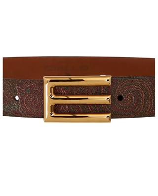 Paisley canvas and leather belt with E-buckle - 3 cm ETRO