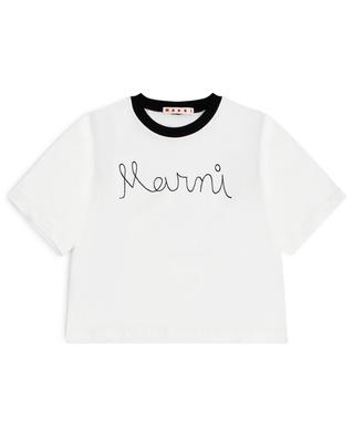 Logo embroidered girl's boxy T-shirt MARNI