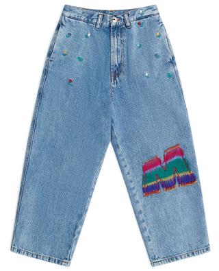 Girl's M and flower embroidered carrot jeans MARNI