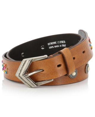 Bead embroidered thin leather belt - 3 cm BONGENIE GRIEDER