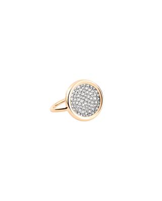 Baby Diamond Disc rose gold and diamond ring GINETTE NY