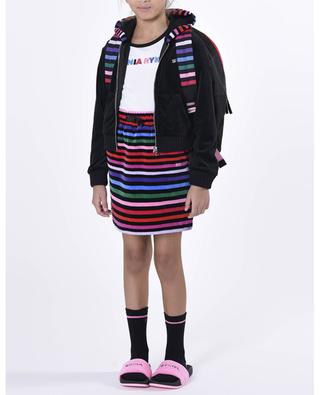 Girl's velvet full-zip hoodie with stripes SONIA RYKIEL