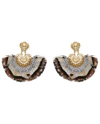 Yuca PM feather and pearl adorned earrings GAS BIJOUX