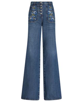Ausgestellte Jeans mit hoher Taille und Blütenstickereien ETRO