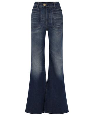 Faded flared high-rise jeans with lion button BALMAIN