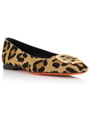 Printed square-toe ballet flats with buckle SANTONI