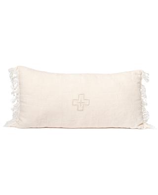 Benjy rectangular embroidered linen cushion BED AND PHILOSOPHY