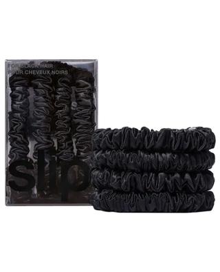 Skinny Black set of 4 silk scrunchies SLIP