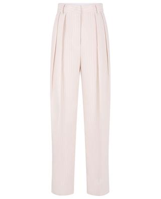 Tansy striped wide-leg high-rise crepe trousers THE FRANKIE SHOP
