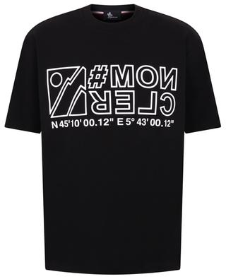 N 45° 10' 00.12'' E 5° 43° 00.12'' printed short-sleeved T-shirt MONCLER GRENOBLE