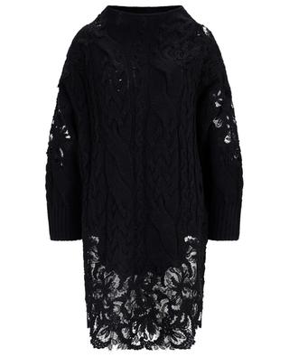 Lace adorned short cable-knit jumper dress ERMANNO SCERVINO