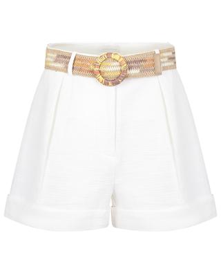 Devi Cuffed cotton high-rise tailored shorts ZIMMERMANN