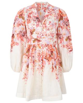 Devi Plunge floral mini shirt dress ZIMMERMANN
