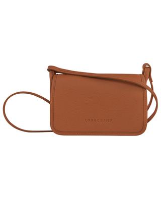 Le Foulonné embossed leather wallet with shoulder strap LONGCHAMP