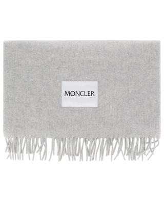 Fringed woven wool scarf with quilted patch MONCLER