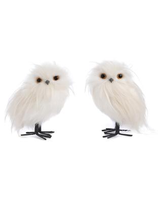 Furry Long Hair Owl set of two Christmas decorations GOODWILL
