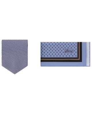 Geometric pattern adorned tie and pocket square gift set BRIONI