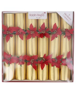 Glitter Poinsettia box of 6 Christmas Crackers ROBIN REED