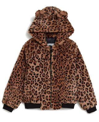 Lily leopard printed girl's bomber jacket with hood and ears APPARIS