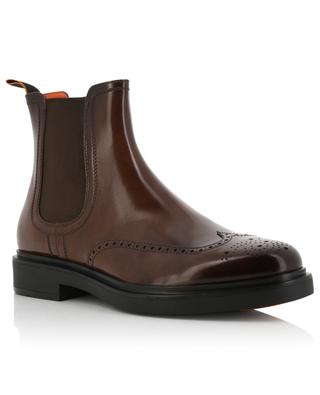 Patent leather chelsea ankle boots with perforations SANTONI