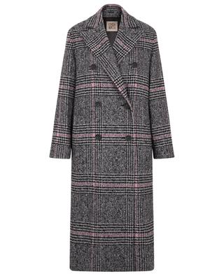 Checked double-breasted virgin wool long coat CINZIA ROCCA